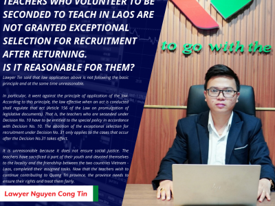 TEACHERS WHO VOLUNTEER TO BE SECONDED TO TEACH IN LAOS ARE NOT GRANTED EXCEPTIONAL SELECTION FOR RECRUITMENT AFTER RETURNING. IS IT REASONABLE FOR THEM? 