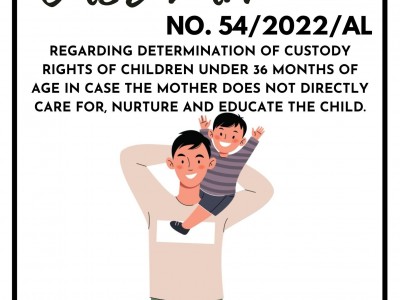 CASE LAW No. 54/2022/AL  REGARDING DETERMINATION OF CUSTODY RIGHTS OF CHILDREN UNDER 36 MONTHS OF AGE IN CASE THE MOTHER DOES NOT DIRECTLY CARE FOR, NURTURE AND EDUCATE THE CHILD