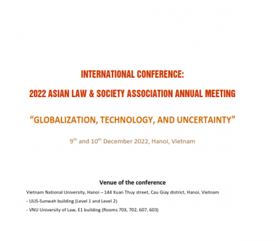 INTERNATIONAL CONFERENCE: 2022 ASIAN LAW & SOCIETY ASSOCIATION ANNUAL MEETING