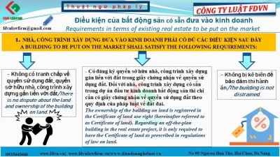 REQUIREMENTS IN TERMS OF EXISTING REAL ESTATE TO BE PUT ON THE MARKET