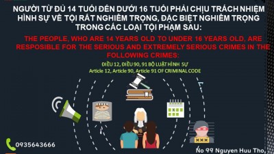THE PEOPLE , WHO ARE 14 YEARS OLD TO UNDER 16 YEARS OLD ARE RESPOSIBILITY FOR THE SERIOUS AND EXTREMELY SERIOUS CRIMES IN THE FOLLOWING CRIMES