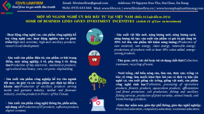 SOME OF BUSSINESS LINE GIVEN INVESTERMENT INCENTIVES