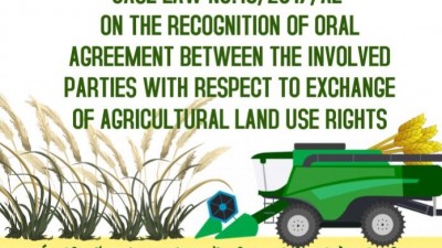 CASE LAW NO.15/2017/AL ON THE RECOGNITION OF ORAL AGREEMENT BETWEEN THE INVOLVED PARTIES WITH RESPECT TO EXCHANGE OF AGRICULTURAL LAND USE RIGHTS