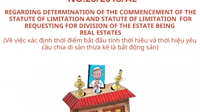 CASE LAW NO.26/2018/AL REGARDING DETERMINATION OF THE COMMENCEMENT OF THE STATUTE OF LIMITATION AND STATUTE OF LIMITATION FOR REQUESTING FOR DIVISION OF THE ESTATE BEING REAL ESTATES