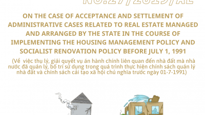 CASE LAW NO.27/2019/AL ON THE CASE OF ACCEPTANCE AND SETTLEMENT OF ADMINISTRATIVE CASES RELATED TO REAL ESTATE MANAGED AND ARRANGED BY THE STATE IN THE COURSE OF IMPLEMENTING THE HOUSING MANAGEMENT POLICY AND SOCIALIST RENOVATION POLICY BEFORE JULY 1, 199