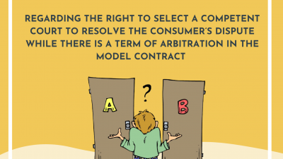 CASE LAW NO.42/2021/AL REGARDING THE RIGHT TO SELECT A COMPETENT COURT TO RESOLVE THE CONSUMER’S DISPUTE WHILE THERE IS A TERM OF ARBITRATION IN THE MODEL CONTRACT 