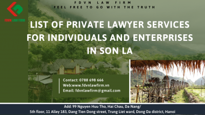 LIST OF PRIVATE LAWYER SERVICES FOR INDIVIDUALS AND ENTERPRISES IN SON LA