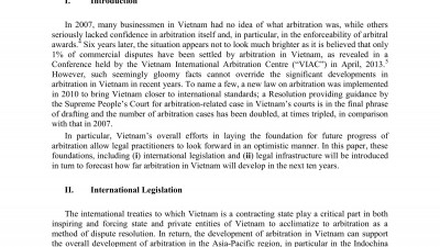 ARBITRATION IN VIETNAM IN THE NEXT 10 YEARS: THE FOUNDATIONS TO FLOURISH