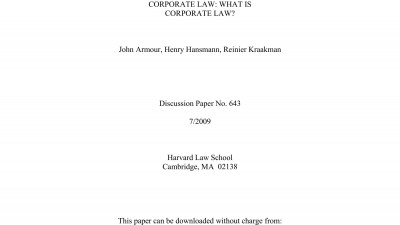 THE ESSENTIAL ELEMENTS OF CORPORATE LAW: WHAT IS CORPORATE LAW BY JOHN ARMOUR, HENRY HANSMANN, REINIER KRAAKMAN