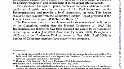 FINAL ILA REPORT ON PUBLIC POLICY AS A BAR TO ENFORCEMENT OF INTERNATIONAL ARBITRAL AWARDS