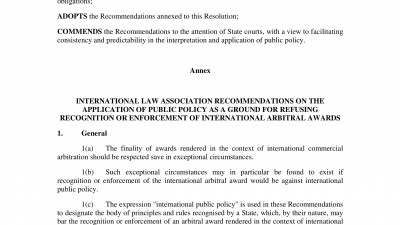 INTERNATIONAL COMMERCIAL ARBITRATION