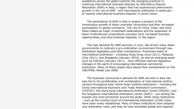 TDM SPECIAL ISSUE: RESOLVING INTERNATIONAL BUSINESS DISPUTES BY ADR IN ASIA