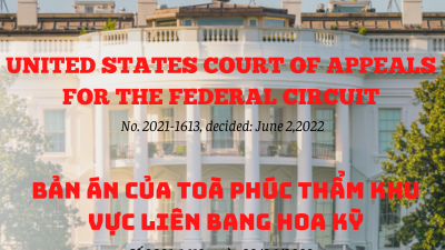 BẢN ÁN CỦA TOÀ PHÚC THẨM KHU VỰC LIÊN BANG HOA KỲ Khiếu nại Văn phòng sáng chế và Nhãn hiệu Hoa Kỳ, Hội đồng Kháng nghị và Xét xử Sáng chế tại số 14 / 971,878.