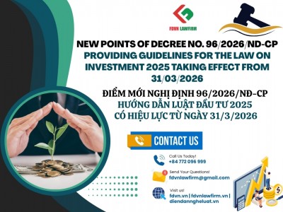 ĐIỂM MỚI NGHỊ ĐỊNH 96/2026/NĐ-CP HƯỚNG DẪN LUẬT ĐẦU TƯ 2025 CÓ HIỆU LỰC TỪ NGÀY 31/3/2026 / NEW POINTS OF DECREE NO. 96/2026/ND-CP PROVIDING GUIDELINES FOR THE LAW ON INVESTMENT 2025 TAKING EFFECT FROM 31/03/2026 
