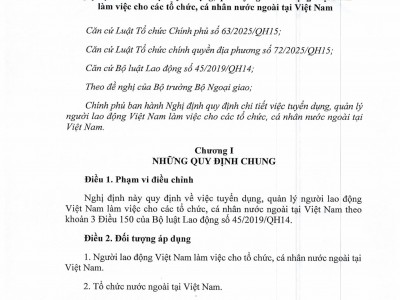 NGHỊ ĐỊNH 371/2026/NĐ-CP QUY ĐỊNH CHI TIẾT VIỆC TUYỂN DỤNG, QUẢN LÝ NGƯỜI LAO ĐỘNG VIỆT NAM LÀM VIỆC CHO CÁC TỔ CHỨC, CÁ NHÂN NƯỚC NGOÀI TẠI VIỆT NAM