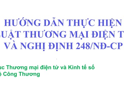 HƯỚNG DẪN THỰC HIỆN LUẬT THƯƠNG MẠI ĐIỆN TỬ VÀ NGHỊ ĐỊNH 248/2026/NĐ-CP