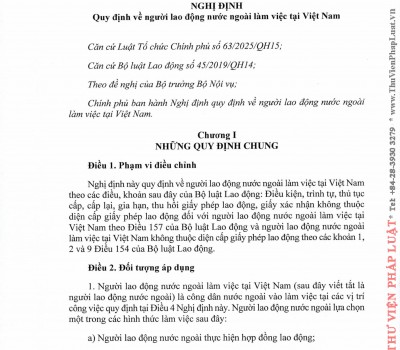 NGHỊ ĐỊNH 393/2026/NĐ-CP QUY ĐỊNH VỀ NGƯỜI LAO ĐỘNG NƯỚC NGOÀI LÀM VIỆC TẠI VIỆT NAM